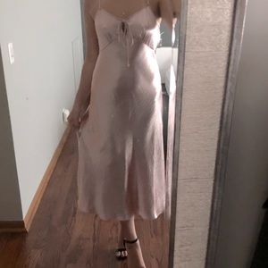 Blush Pink Satin Midi Dress